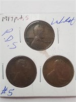 1917 P,D,S Wheat Pennies