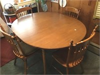 Dropleaf Dining Table W/ 1leaf And 4 Chairs, Tell