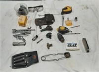 Automotive gauges tape, plumb bob, flaring tool