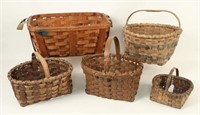 Five Split Oak Baskets