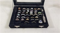 Ring Display With 27 .925 Silver Ladies Gemstone