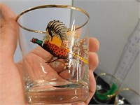 4 VINTAGE PHEASANT WHISKEY GLASSES