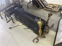Brass andirons, Heater and log roller