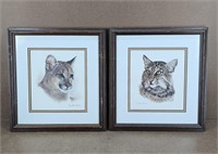 Charles Fraci Bob Cat & Young Cougar Prints