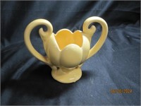 Vintage yellow two handle planter vase