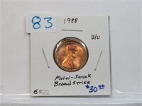 1988 P Lincoln Cent Penny Multi Struck ERROR