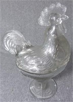 GLASS ROOSTER DISH