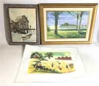 Lot of 3 Landscape Paintings Nautical