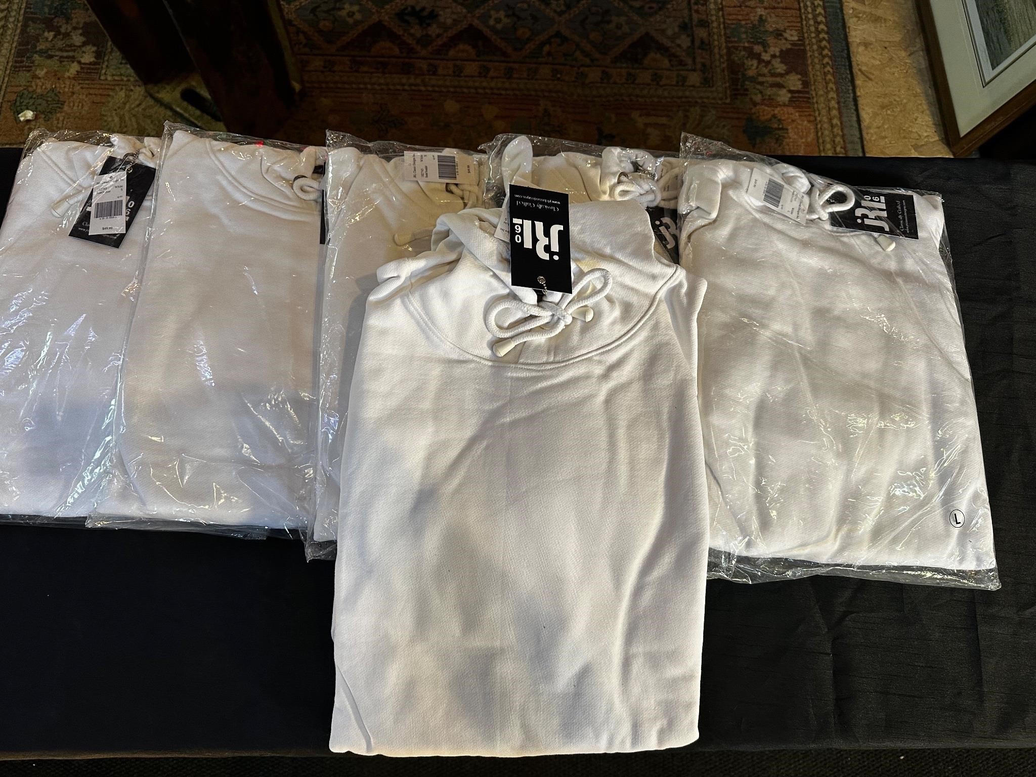 6 x High Quality White Zippered Sweaters