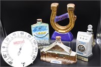 4 Casino Decanters and Clock