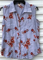 Reba Ladies Embroidered Sleeveless Shirt