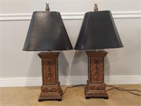 Pair of lamps w/black shade