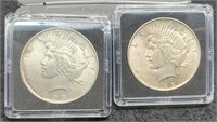 (2) Peace Silver Dollars: 1922 & 1923 AU