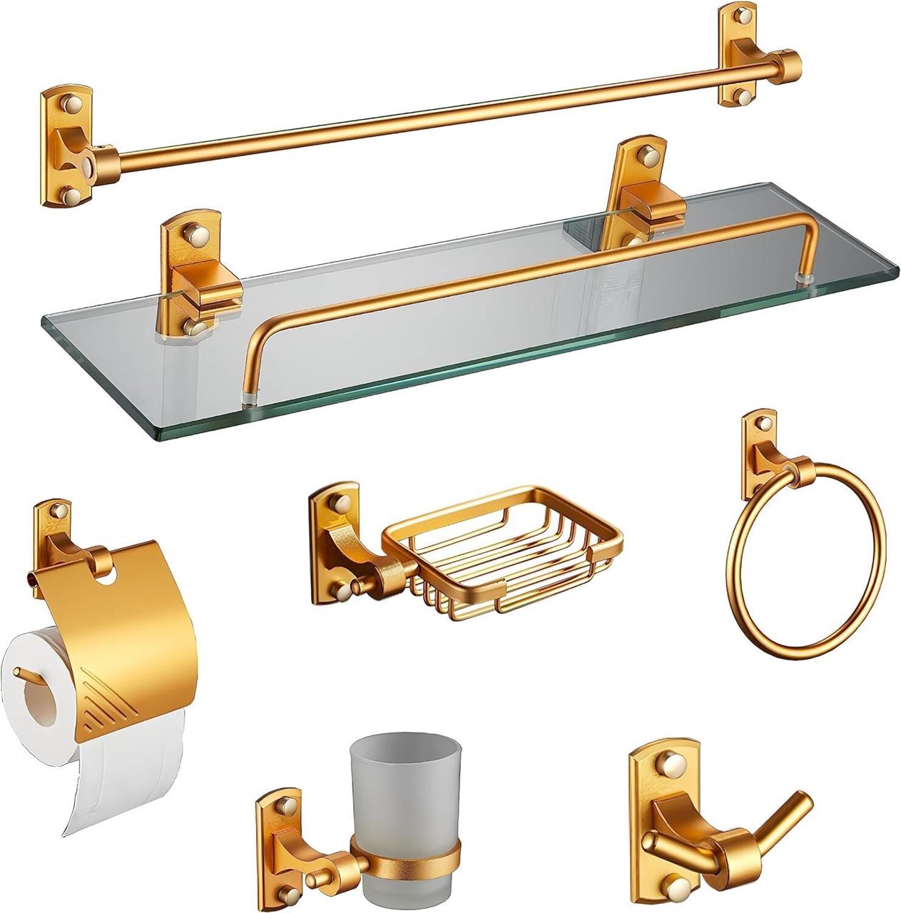 7-Piece Bathroom Hardware Set - Gold