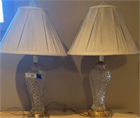Pair of Crystal & Brass Slovakian Lamps