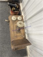 antique wood wall phone