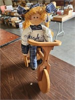Rolling Wooden Tricycle w/ Plush Doll