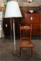 Antique Oak Spindle Back Cane Seat Dining Chair