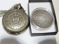 ZODIAN POCKET WATCH AND COIN