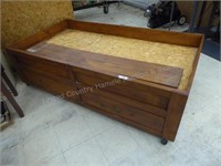 Wood bed frame w/ drawers 39" x 75"
