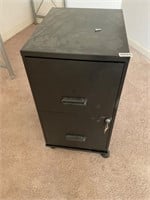 Rolling 2 drawer file cabinet with key