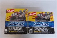 (2) Glad ForceFlex Tie' n Toss Contractor Garbage