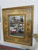HAND PAINTED GOLD BEVELED WALL  MIRROR