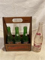 Wood Pepsi Carrier with Pop Bottles