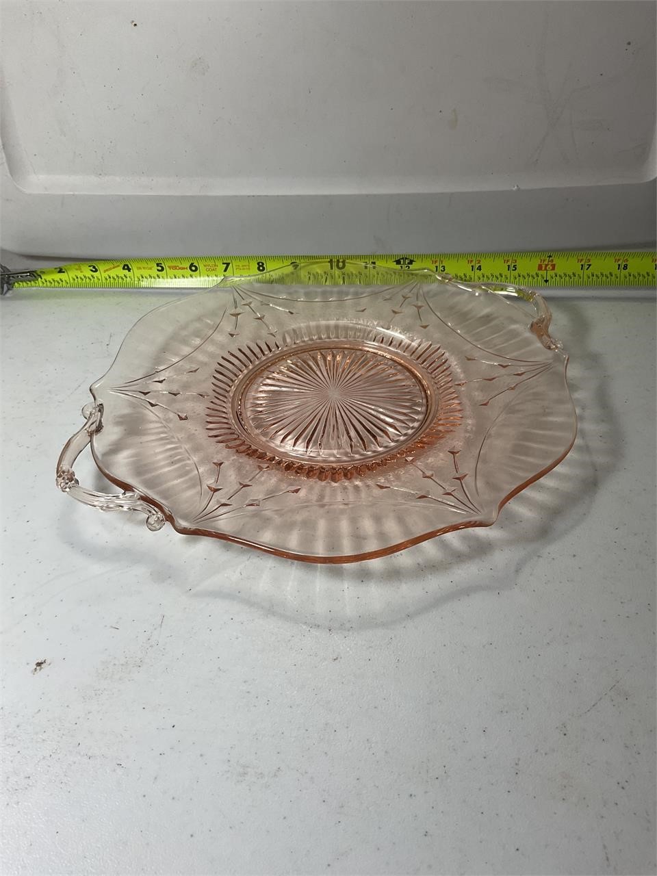 Vintage Pink Depression Glass Serving Tray