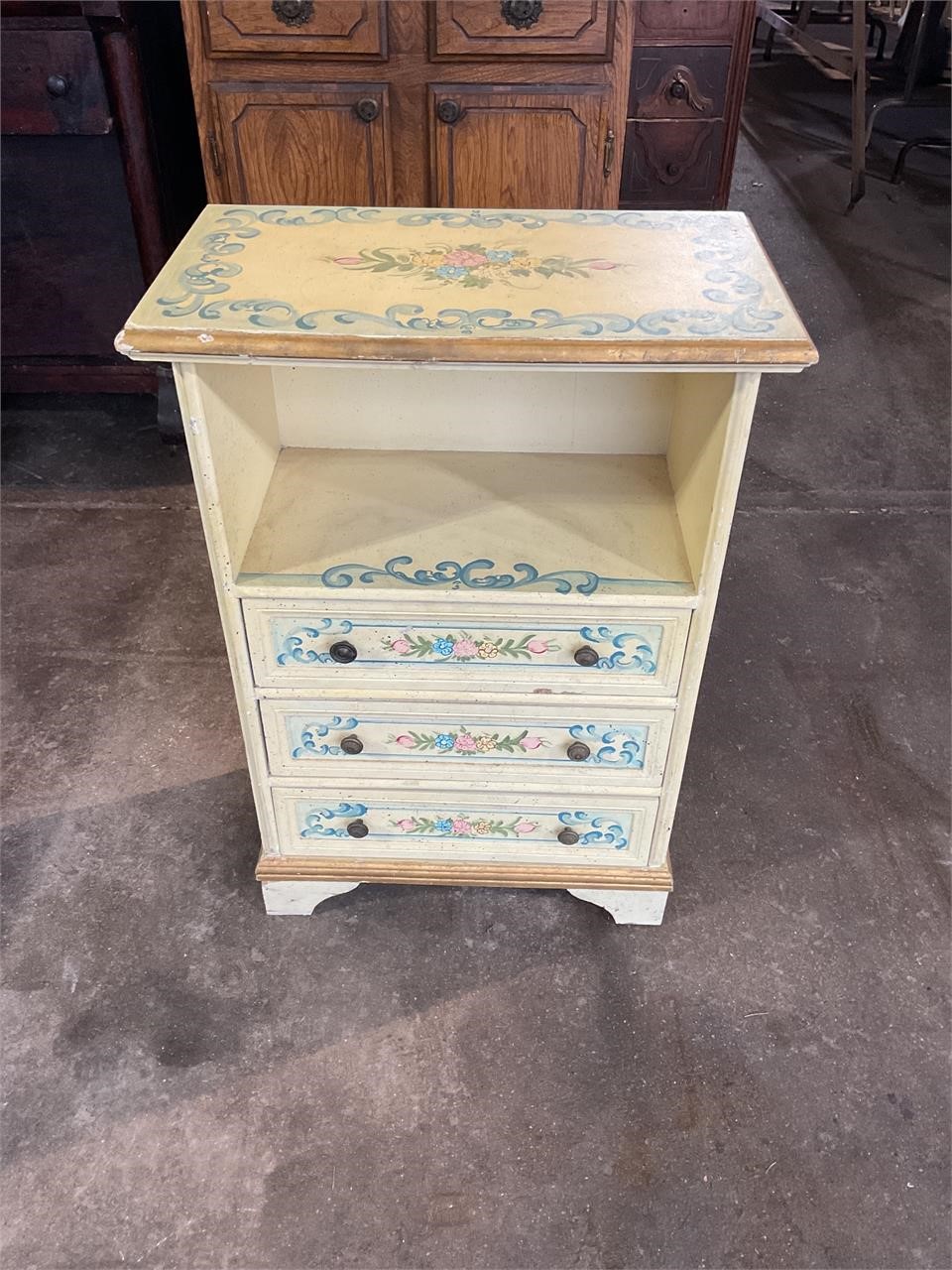 Hand painted night stand, 22”w x 12”d x 31”t