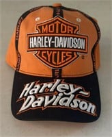 HARLEY DAVIDSON BALL CAP-ORANGE & BLACK/ADJUSTABLE