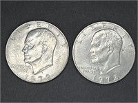 Two 1972 Eisenhower Silver Dollar Coins