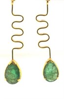 Emerald and 18ct yellow gold earrings