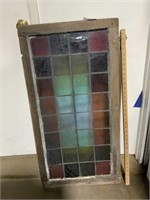 Antique stained glass window, 20" x 36"