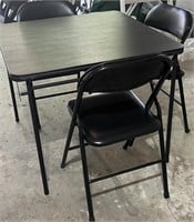 Folding Card Table & Three Padded  Chairs