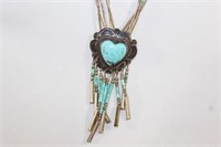 Vintage Heart Turquoise Sterling Silver Necklace