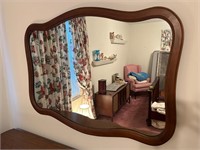 Vintage Wood Wall Hanging Dresser Mirror
