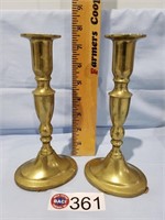 (2) BRASS DANISH HANDMADE CANDLESTICKS