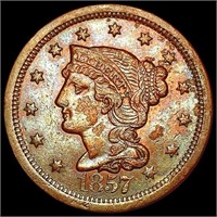 1857 Lg Date Braided Hair Cent CLOSELY