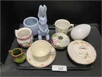 Haeger Bunny Planter, Assorted Coquette China.