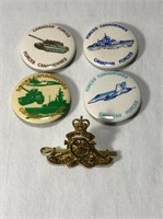 4 Military Buttons With Cap Badge