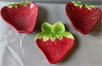 3 Strawberry Shaped Serving/Trinket Dishes