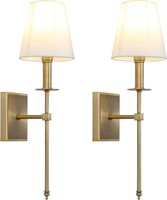 PERMO Rustic Wall Sconce Set  White/Brass
