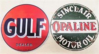 Sinclair Opaline Motor Oil & Gulf Dealer Sign