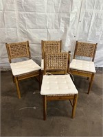 Wood and Rattan Dining Room Chairs
