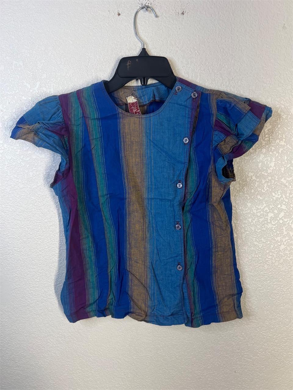 Vintage Blue Striped Button Up Shirt