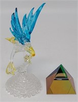 Falcon Fly Murano Style Glass Sculpture & Small