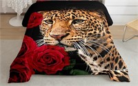 Red Rose Cheetah Comforter (open box like new