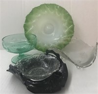 5 ASSORTED VINTAGE GLASS PIECES