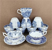 Coalport Blue & White Tea Cups +